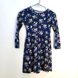 Carter's  Blue Pink and White Fit and Flare Dress with Cuffed Sleeves Size 8